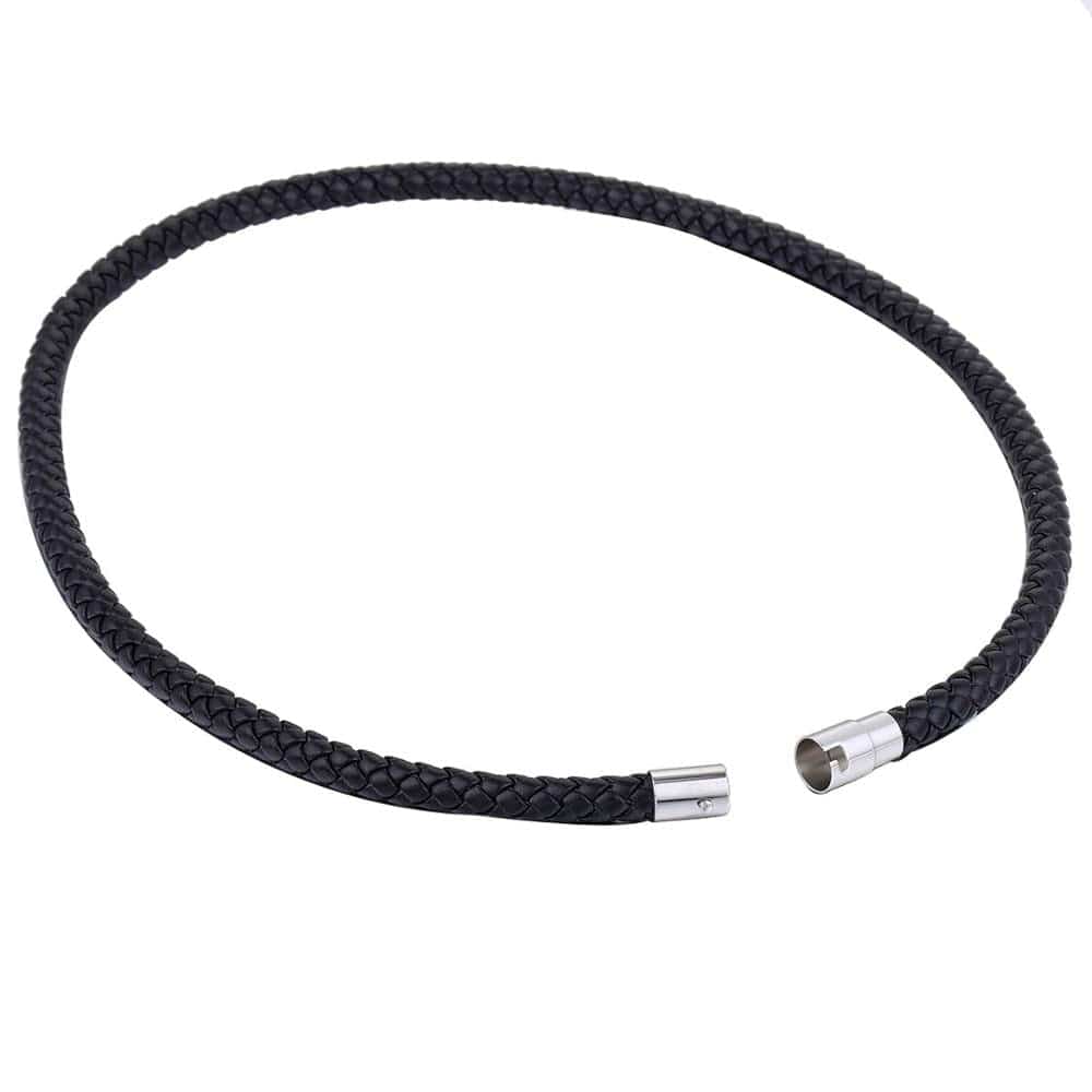 Men's Leather Choker Brown Black Braided Rope Chain Necklace For Men Boys Stainless Steel Clasp Male Jewelry - TheWellBeing4All