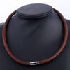 Men's Leather Choker Brown Black Braided Rope Chain Necklace For Men Boys Stainless Steel Clasp Male Jewelry - TheWellBeing4All