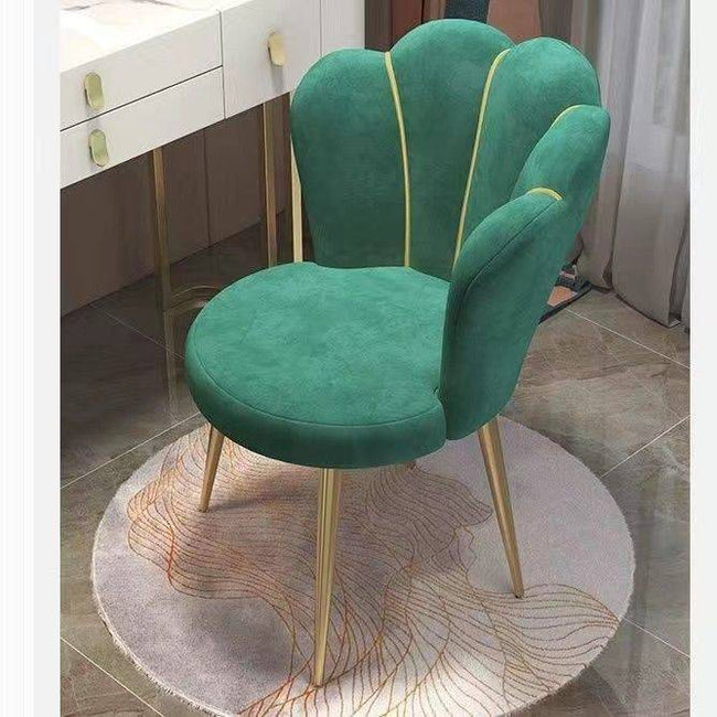 Nordic Dressing Chair Velvet Home Modern Living Room Armchair With Backrest Dining Chairs Bedroom Furniture Makeup Stool - TheWellBeing4All