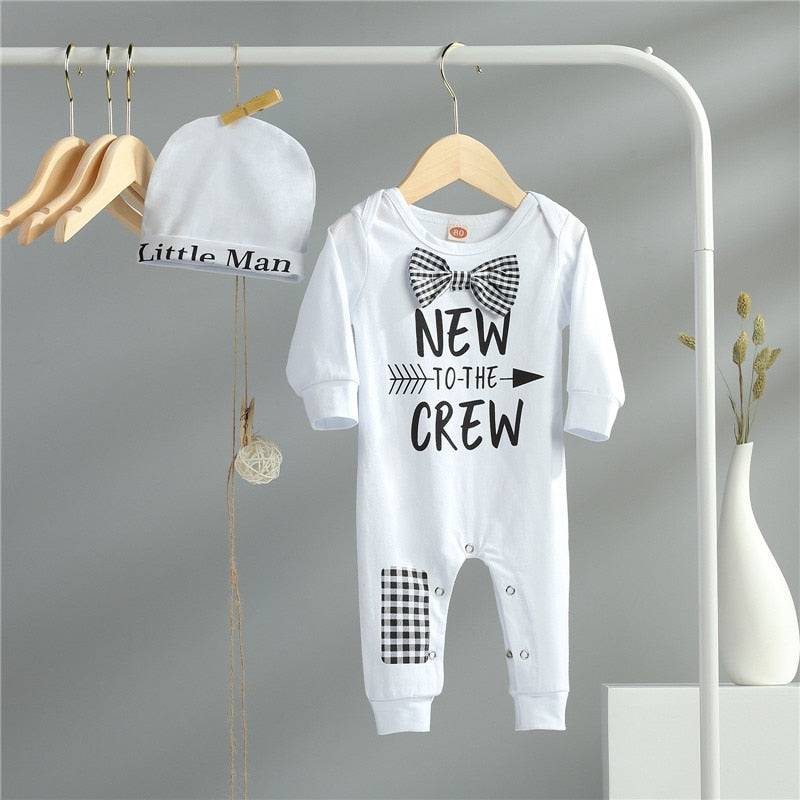 Newborn Baby Boys Cotton Autumn Long Sleeve Romper+Hat Jumpsuit Clothes Long Pants Warm Outfits - TheWellBeing4All