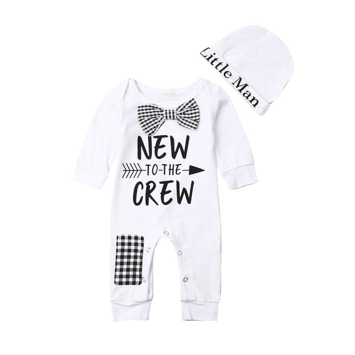 Newborn Baby Boys Cotton Autumn Long Sleeve Romper+Hat Jumpsuit Clothes Long Pants Warm Outfits - TheWellBeing4All