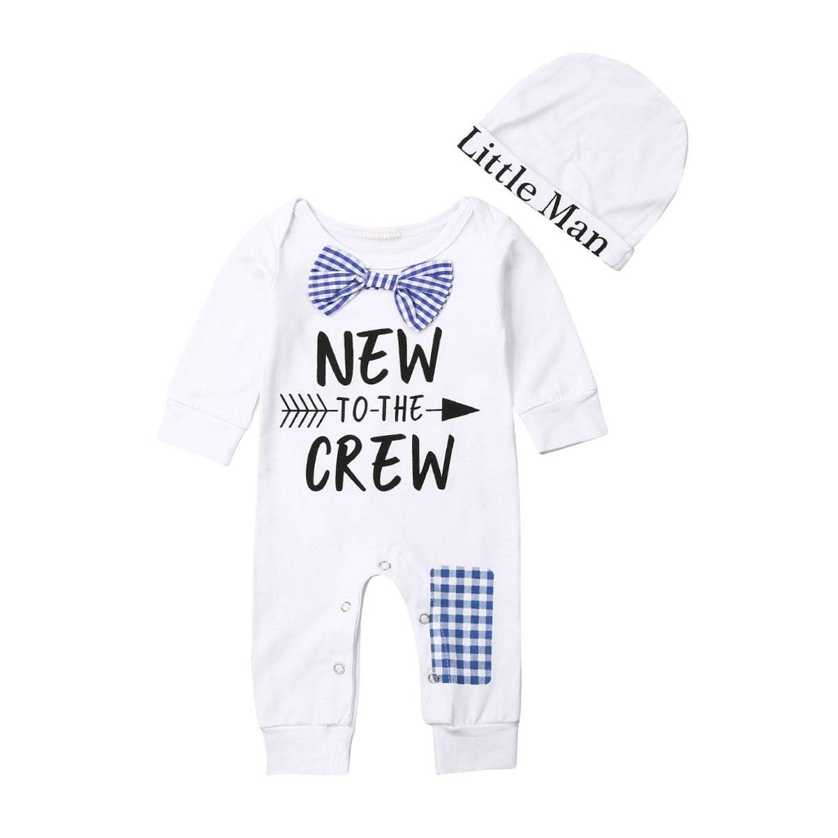 Newborn Baby Boys Cotton Autumn Long Sleeve Romper+Hat Jumpsuit Clothes Long Pants Warm Outfits - TheWellBeing4All