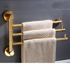 European Golden Aluminum Alloy Rotating Towel Rack Bathroom Rail Hanger Brass Towel Holder Swivel Bars L Wall Mounted 35cm - TheWellBeing4All