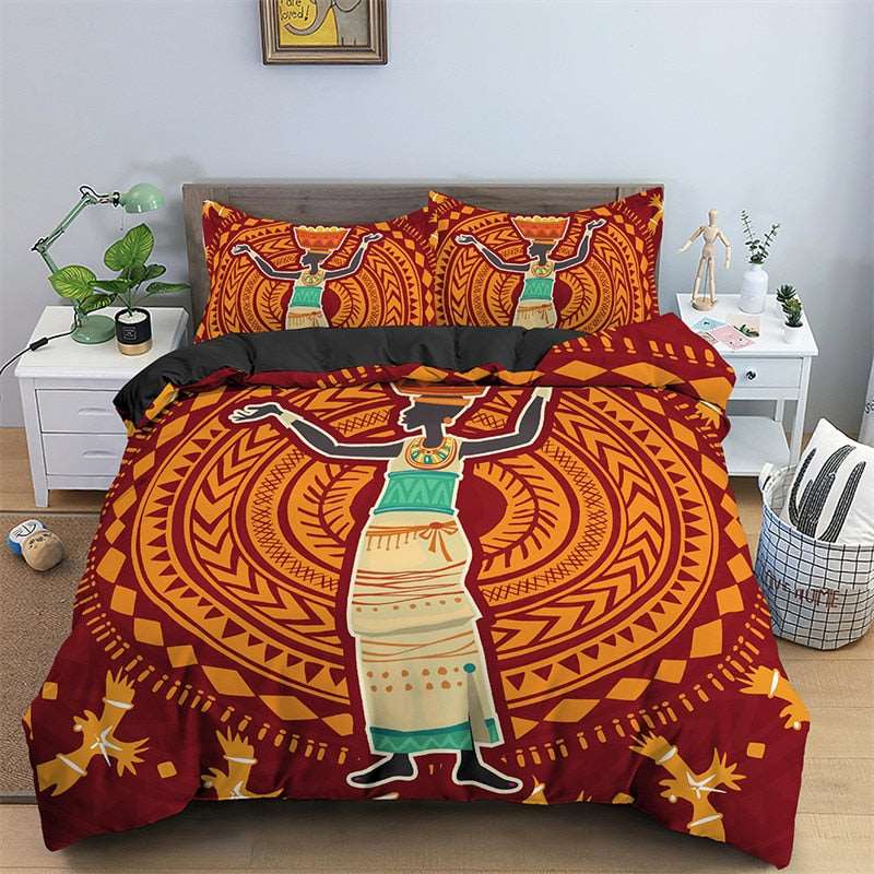 3D African Woman Theme Bedding Set - TheWellBeing4All