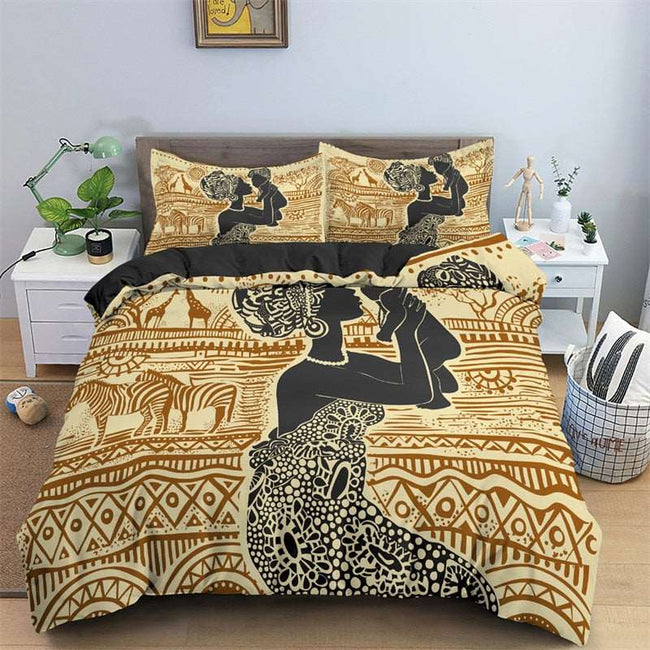 3D African Woman Theme Bedding Set - TheWellBeing4All