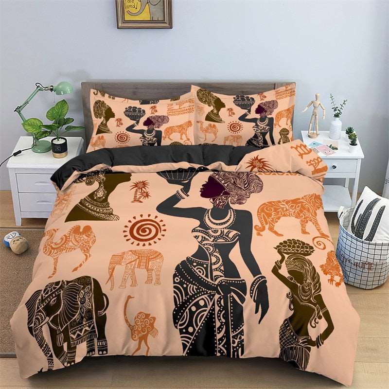 3D African Woman Theme Bedding Set - TheWellBeing4All