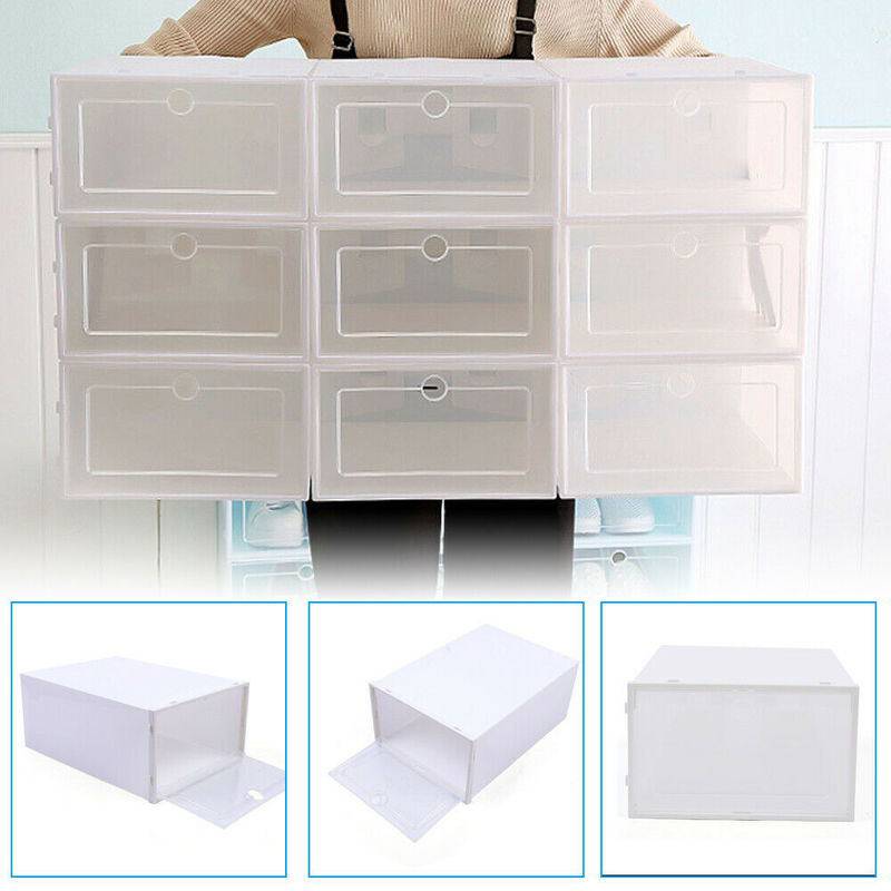 Fold Plastic Shoe Boxes Thickened Transparent Stackable Shoe Organizer - TheWellBeing4All