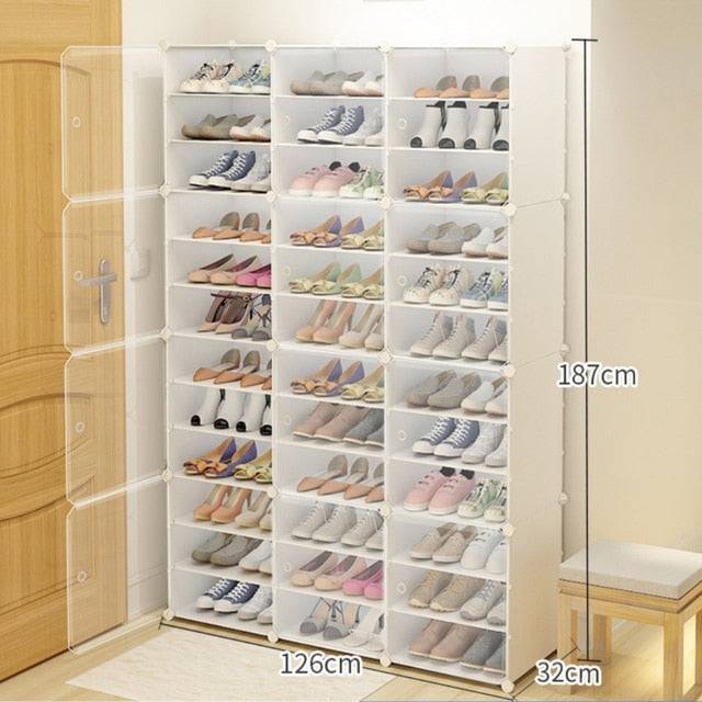 Fold Plastic Shoe Boxes Thickened Transparent Stackable Shoe Organizer - TheWellBeing4All