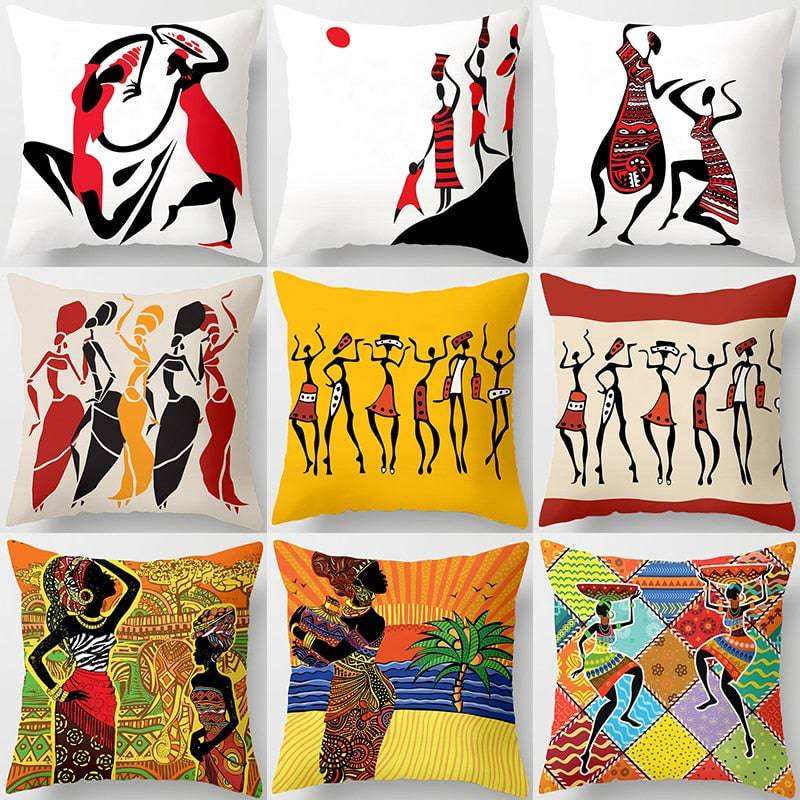 African Style Pattern Sofa Decorative Cushion Cover Pillow Pillowcase Polyester - TheWellBeing4All