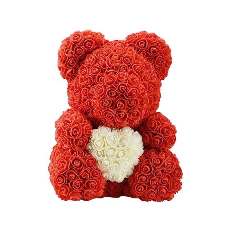 Rose Bear Heart Artificial Flower Rose Teddy Bear For Women Valentine Wedding Birthday Christmas 25/40cm - TheWellBeing4All