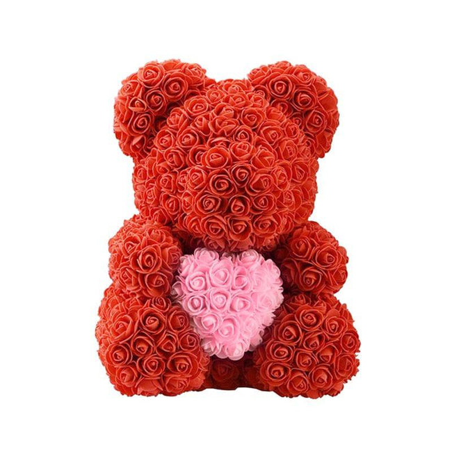 Rose Bear Heart Artificial Flower Rose Teddy Bear For Women Valentine Wedding Birthday Christmas 25/40cm - TheWellBeing4All