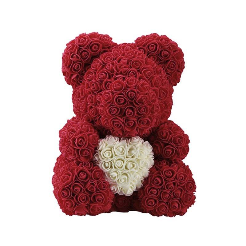 Rose Bear Heart Artificial Flower Rose Teddy Bear For Women Valentine Wedding Birthday Christmas 25/40cm - TheWellBeing4All