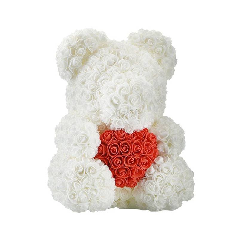 Rose Bear Heart Artificial Flower Rose Teddy Bear For Women Valentine Wedding Birthday Christmas 25/40cm - TheWellBeing4All