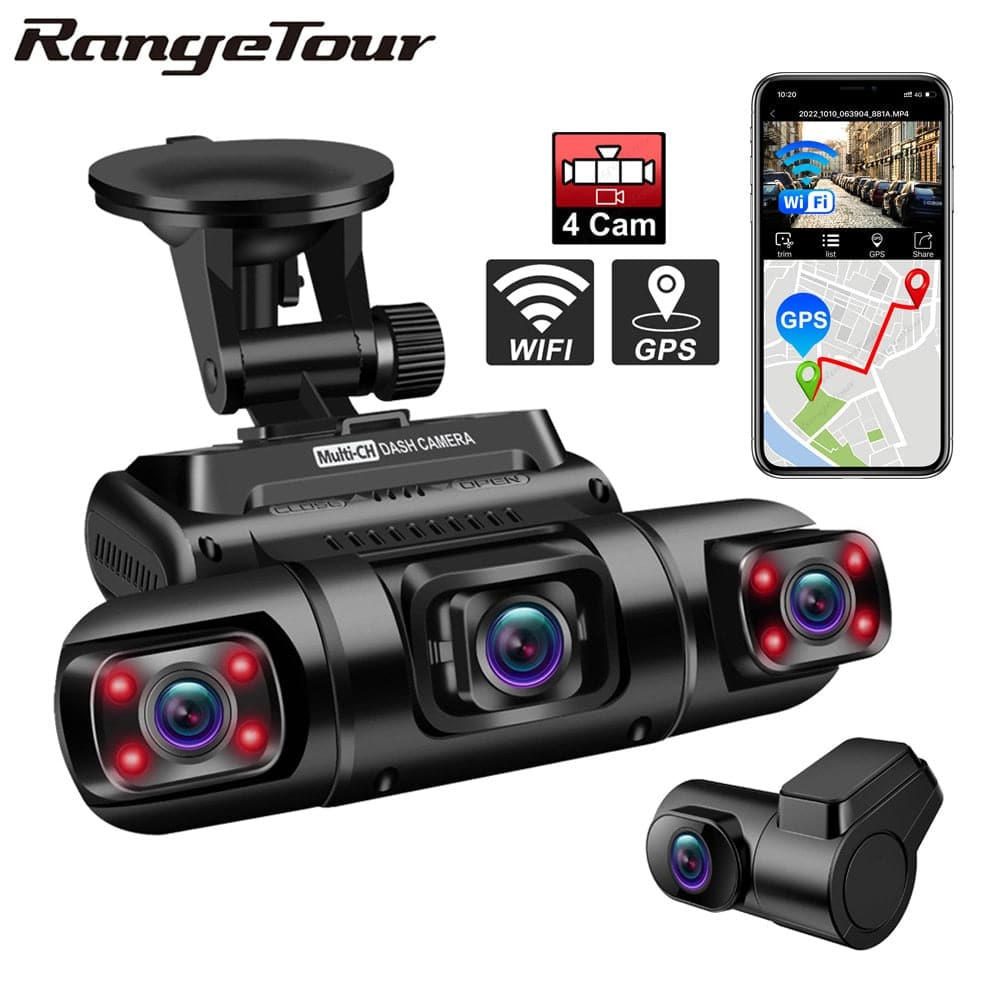 WiFi GPS Car DVR Dual Lens 8 Infrared Light Night Vision 3 Lens 170 Degree Dash Cam Car Camera 4 Channel - TheWellBeing4All