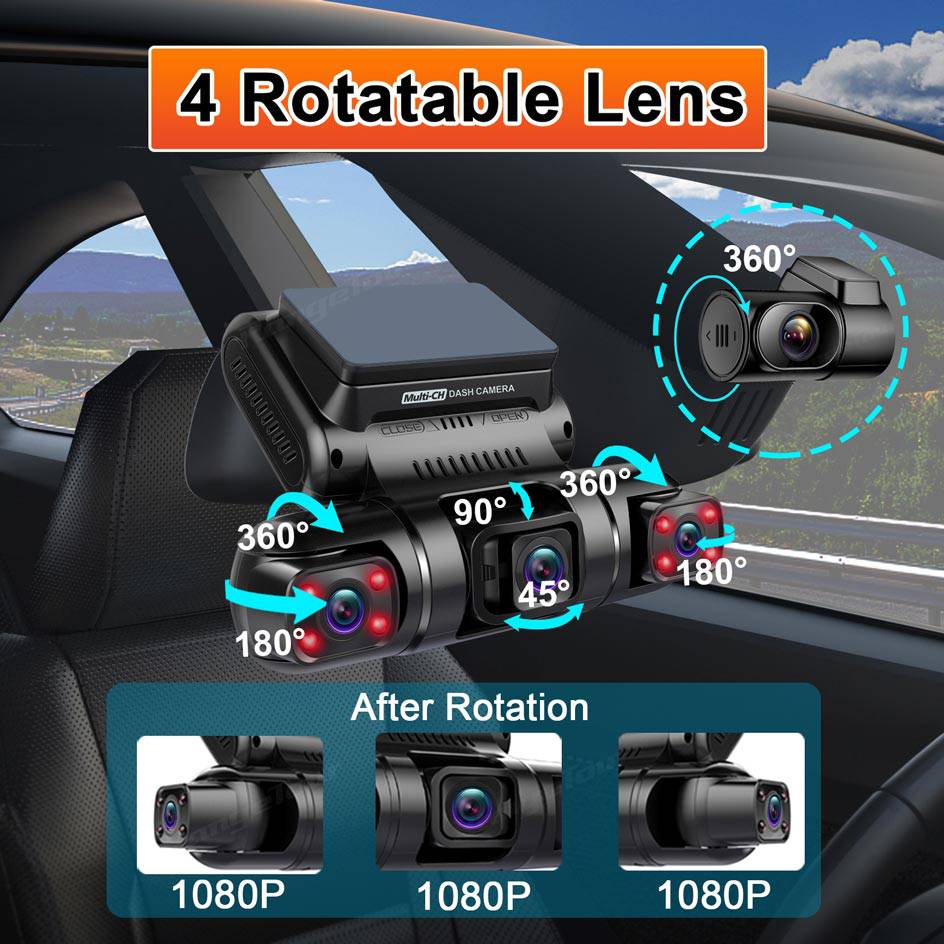 WiFi GPS Car DVR Dual Lens 8 Infrared Light Night Vision 3 Lens 170 Degree Dash Cam Car Camera 4 Channel - TheWellBeing4All