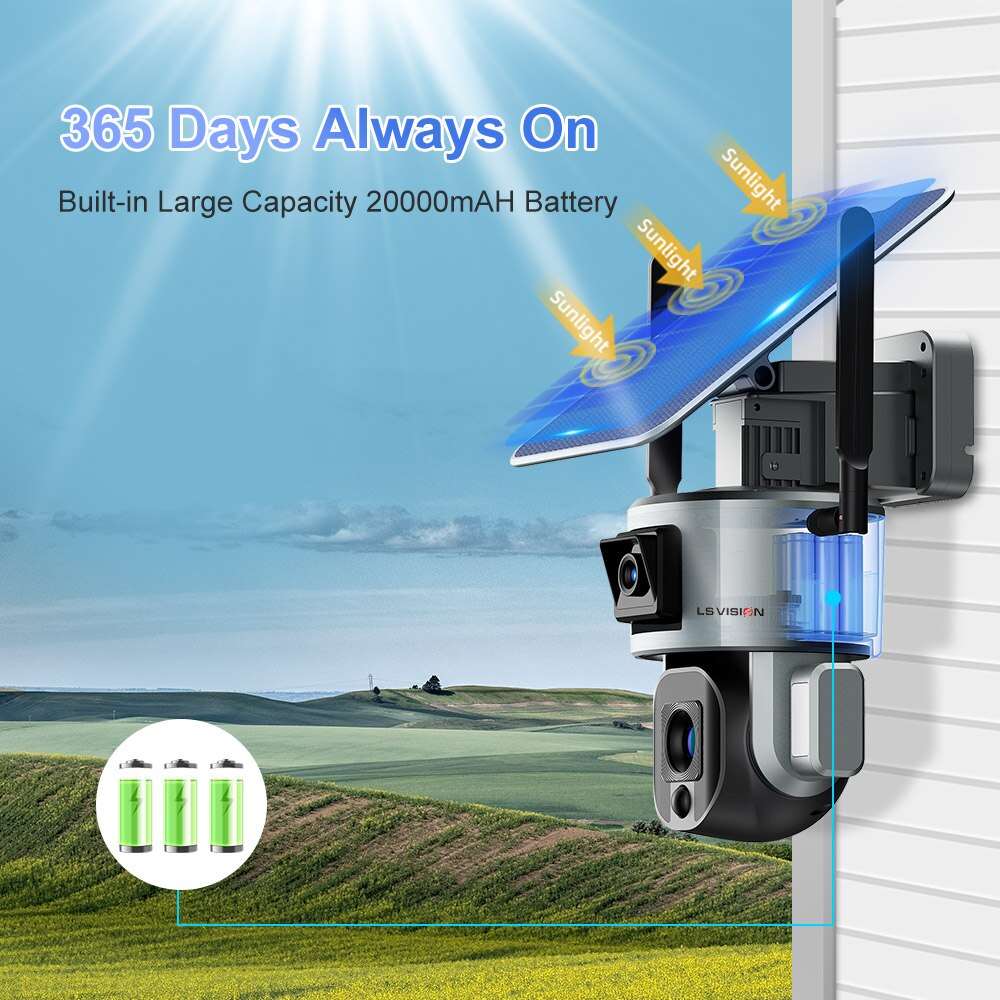 4K HD Dual Scrceen Preview 4G Solar Camera Outdoor WIFI 10X Optical Zoom Two-way Audio Color Night Vision - TheWellBeing4All