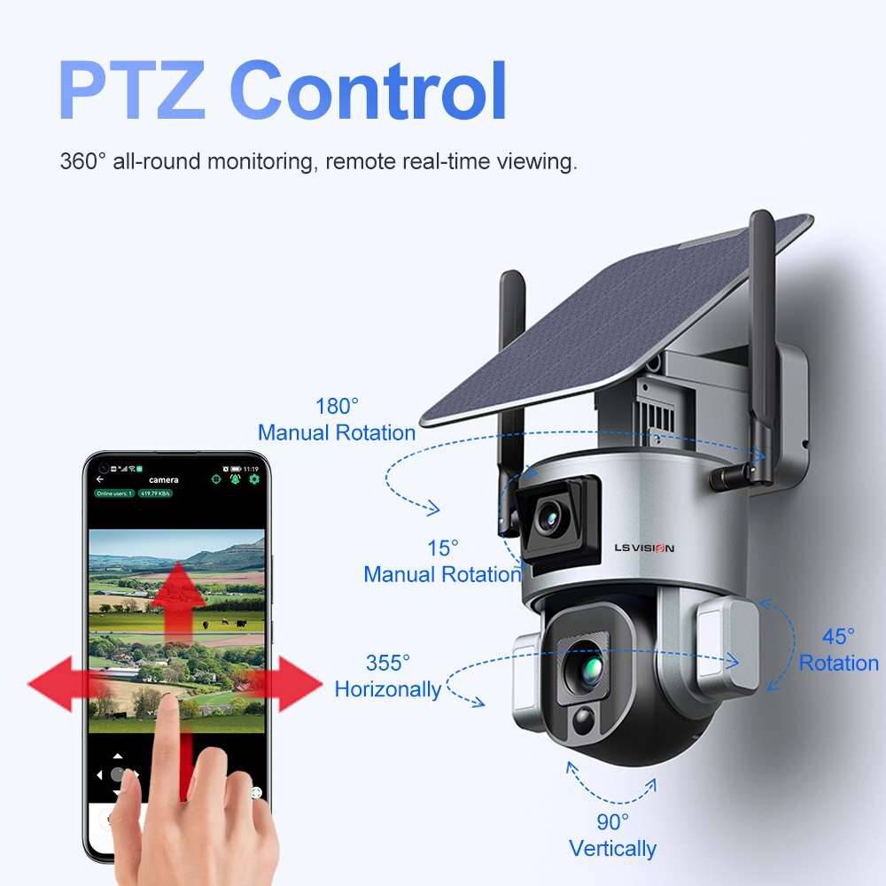 4K HD Dual Scrceen Preview 4G Solar Camera Outdoor WIFI 10X Optical Zoom Two-way Audio Color Night Vision - TheWellBeing4All