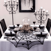 Halloween Lace Tablecloth with Spider Web, Skeleton, and Skull Design - Perfect for Event Parties and Fireplace Mantel Decor