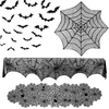 Halloween Lace Tablecloth with Spider Web, Skeleton, and Skull Design - Perfect for Event Parties and Fireplace Mantel Decor