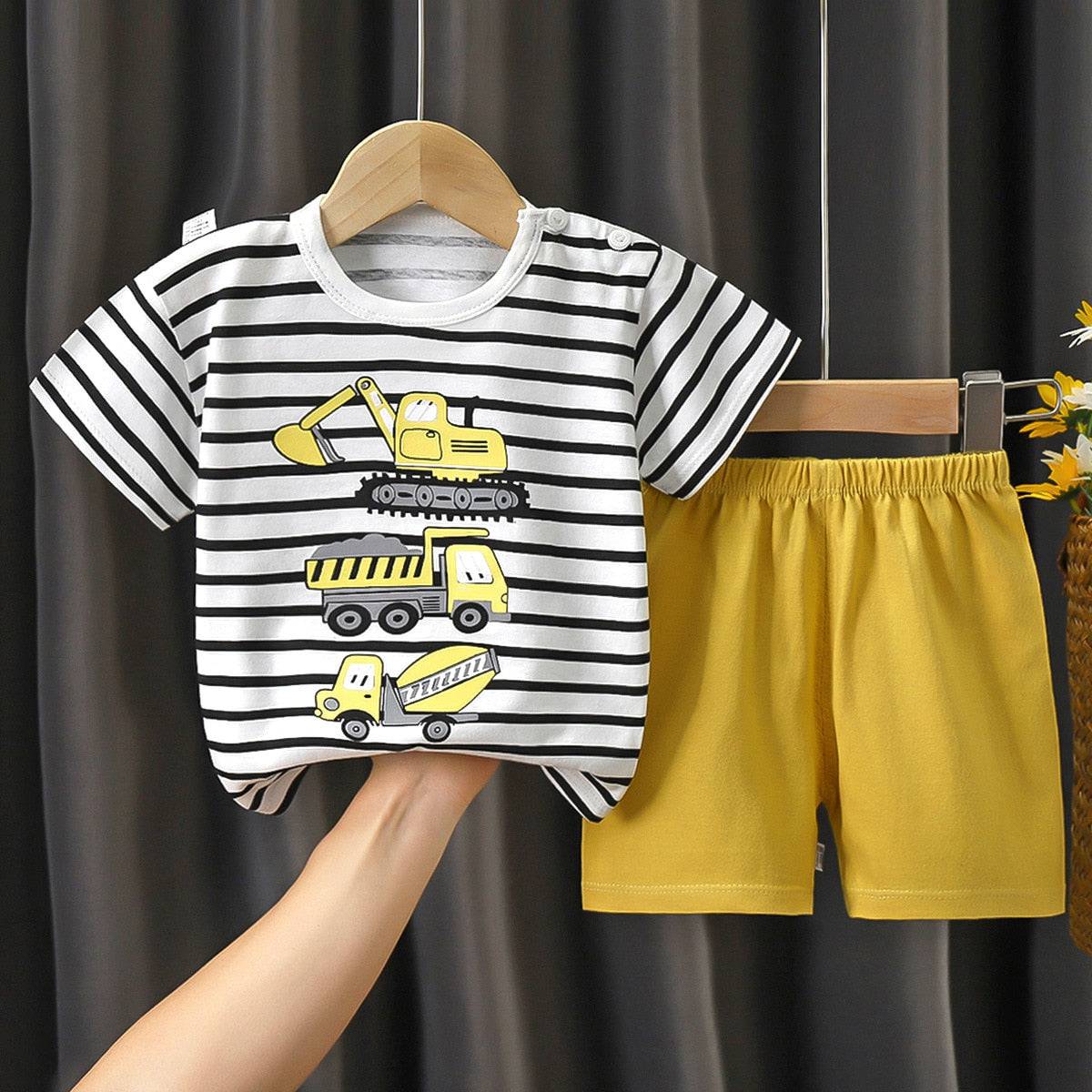 Cotton Baby Sets short sleeve Boy T-shirt + Shorts Sets Toddler Clothing Baby Boy Clothes - TheWellBeing4All