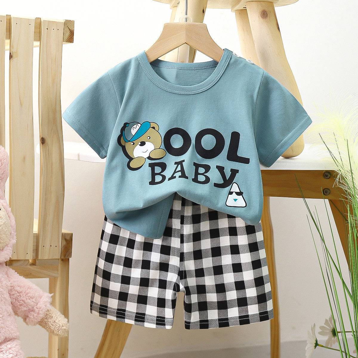 Cotton Baby Sets short sleeve Boy T-shirt + Shorts Sets Toddler Clothing Baby Boy Clothes - TheWellBeing4All