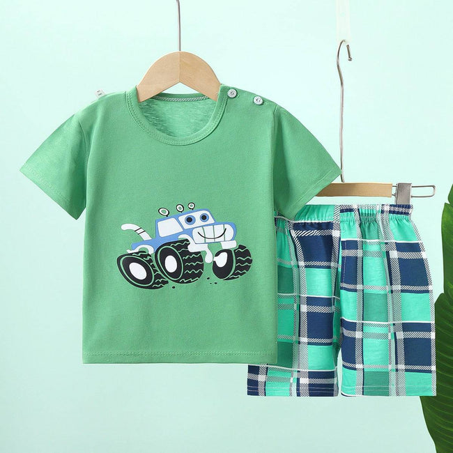 Cotton Baby Sets short sleeve Boy T-shirt + Shorts Sets Toddler Clothing Baby Boy Clothes - TheWellBeing4All