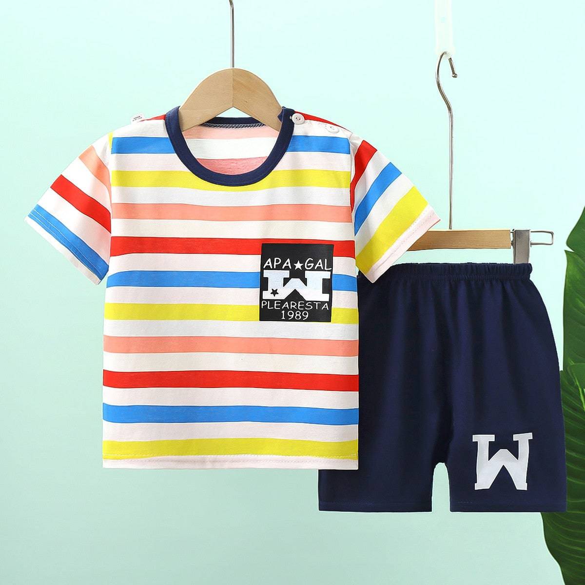 Cotton Baby Sets short sleeve Boy T-shirt + Shorts Sets Toddler Clothing Baby Boy Clothes - TheWellBeing4All