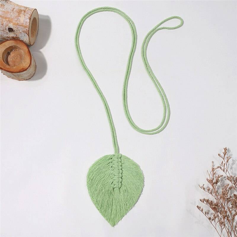 Bohemian Hand-Woven Curtain Strap Tie Rope Simple Tassel Leaf Wooden Bead Curtain Tie Rope Decoration, Curtain Buckle Ornaments - TheWellBeing4All