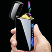 Windproof Metal Flameless Electric Lighter Dual Arc Plasma USB Lighter LED Power Display Touch Induction Lighter - TheWellBeing4All