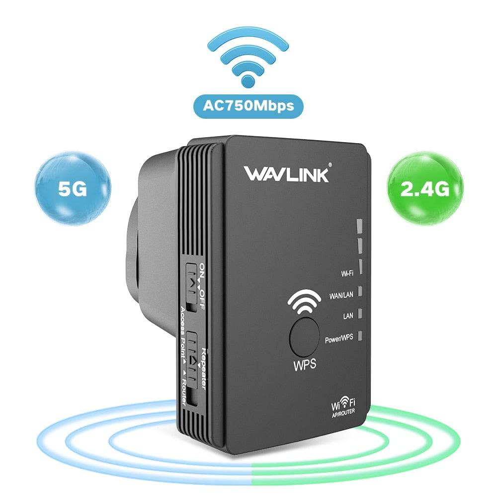 Dual Band Wireless WiFi Repeater/2.4G&5G WiFi Extender/Router Boost WiFi Coverage Easy Installation Wall-plug WPS Button - TheWellBeing4All