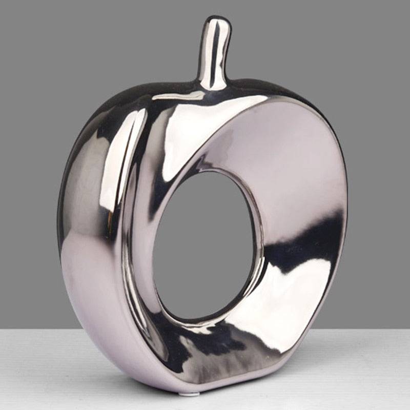 Creative ceramic gold and silver hollow apple ornaments Nordic modern home decorations desktop crafts Christmas Arts figurines - TheWellBeing4All