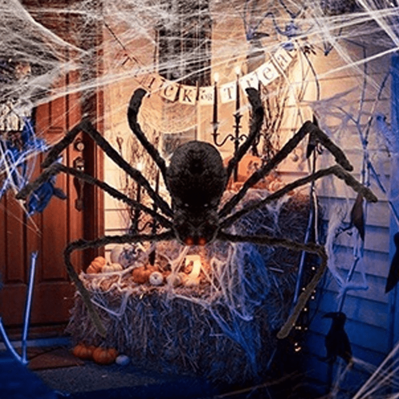 Halloween Decoration Party Props Outdoor Giant Spider Decor 30-200cm Black Spider Plush Toy - TheWellBeing4All