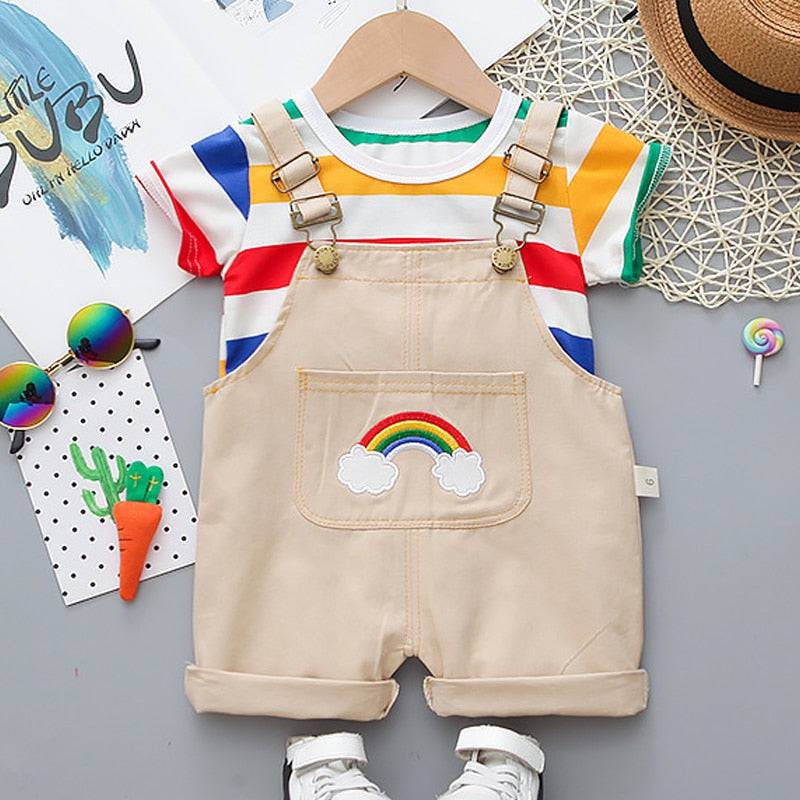 Boys Girls Cute Summer Casual Clothes Set Striped Top+Shorts Kids Clothes - TheWellBeing4All