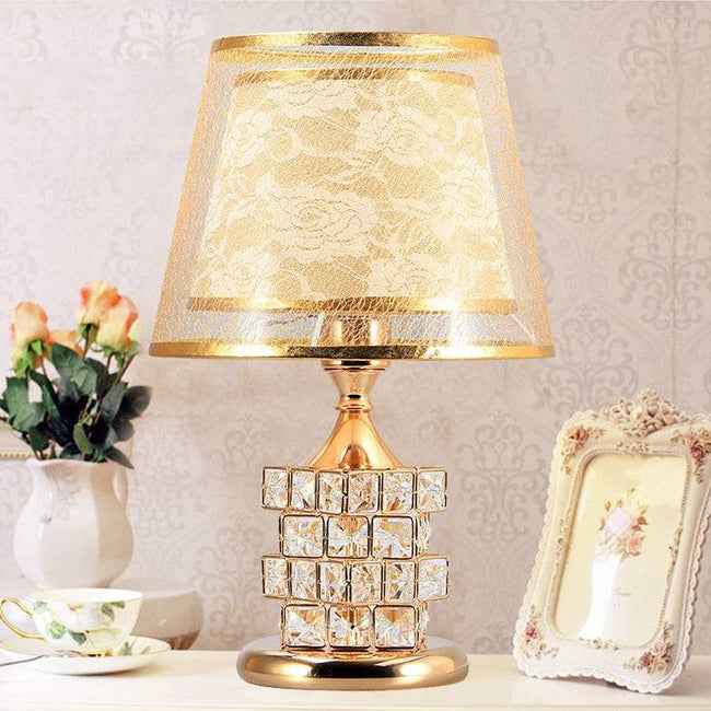 Crystal Table Lamp European Style  Sweet Bedroom Lamp Home Decor Golden Lamp - TheWellBeing4All