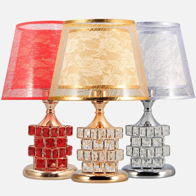 Crystal Table Lamp European Style  Sweet Bedroom Lamp Home Decor Golden Lamp - TheWellBeing4All