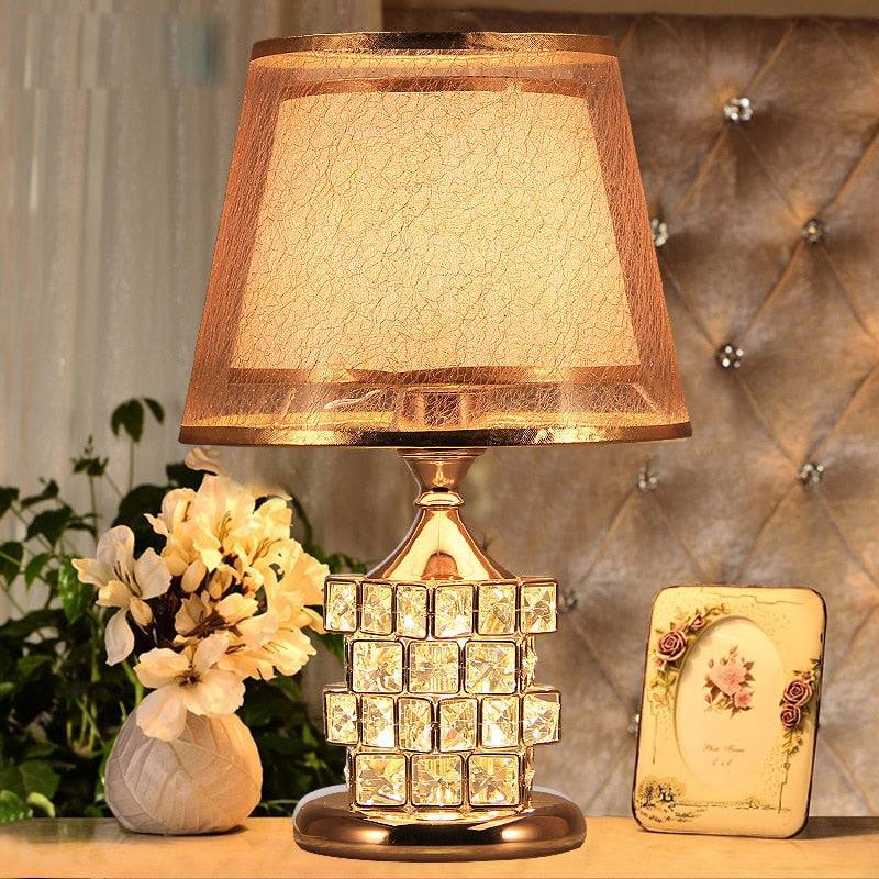 Crystal Table Lamp European Style  Sweet Bedroom Lamp Home Decor Golden Lamp - TheWellBeing4All