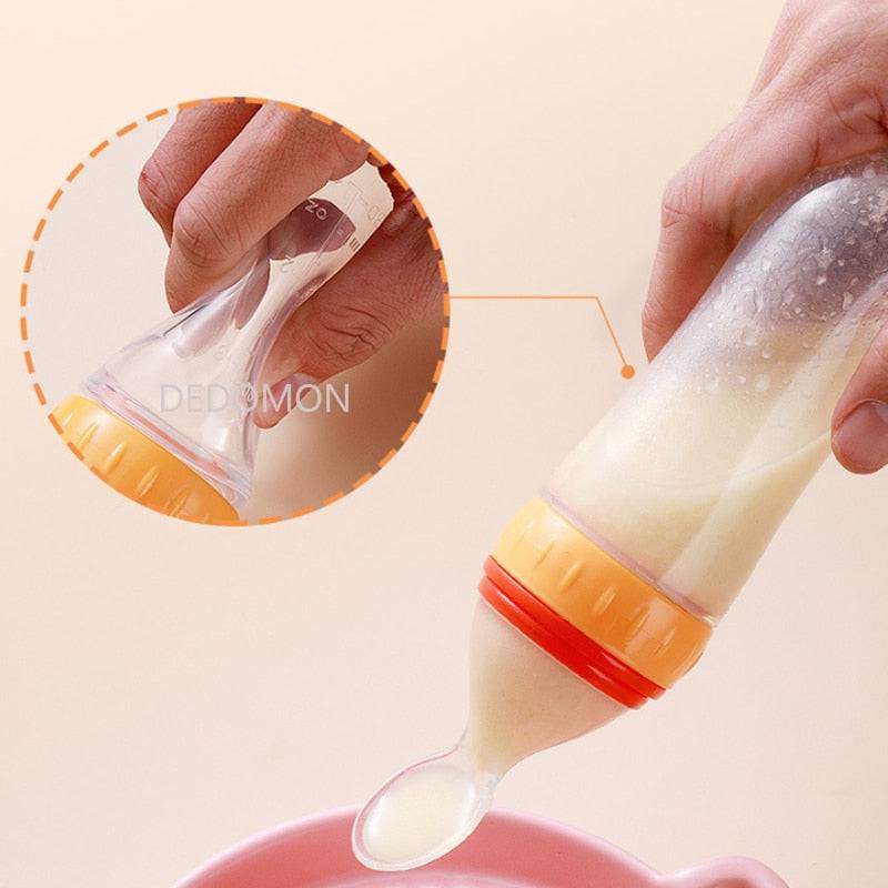 Squeezing Feeding Bottle Silicone Newborn Baby Training Rice Spoon Infant Cereal Food Supplement Feeder Safe Tableware Tools - TheWellBeing4All