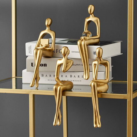 Interior Modern Home Decoration Abstract Sculpture Luxury Living Room Decor Desk Accessories Golden Figure Statue - TheWellBeing4All