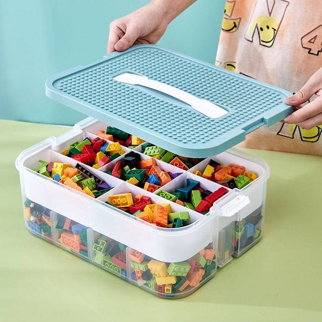 Building Blocks Storage Box Stackable Toys Organizer with Handle Grid Storage Case Sundries Container Cosmetic Box - TheWellBeing4All