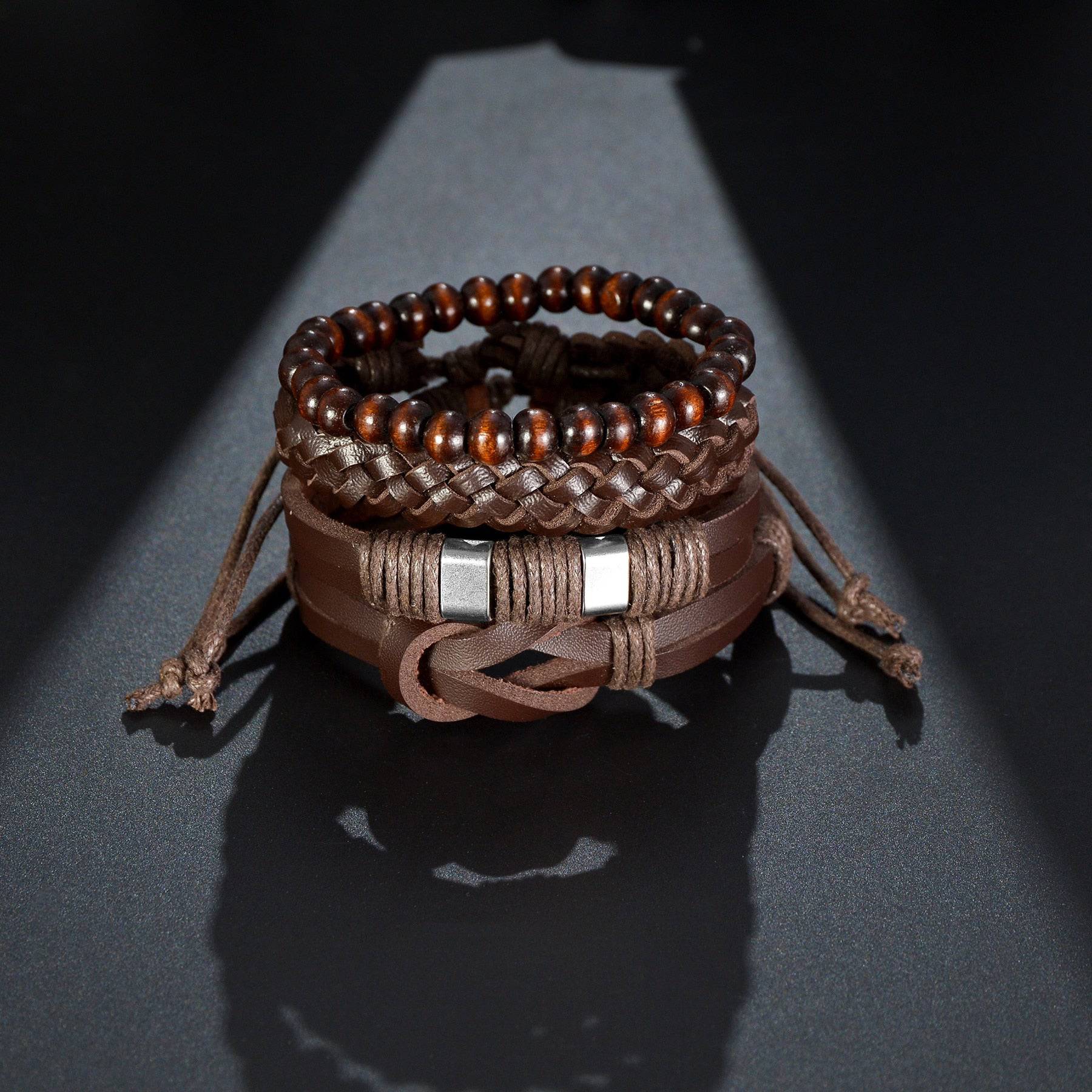 Braided Wrap Leather Bracelet for Men Vintage Life Tree Guitar Wood Beads Fashion Male Bracelets Wristband - TheWellBeing4All