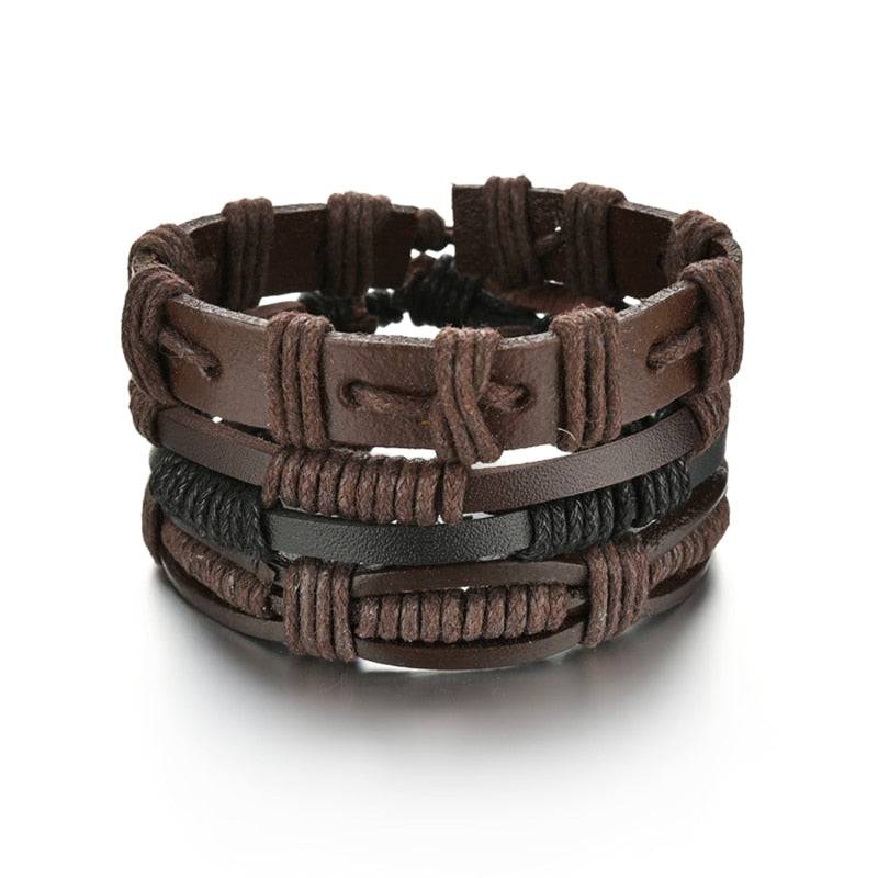 Braided Wrap Leather Bracelet for Men Vintage Life Tree Guitar Wood Beads Fashion Male Bracelets Wristband - TheWellBeing4All