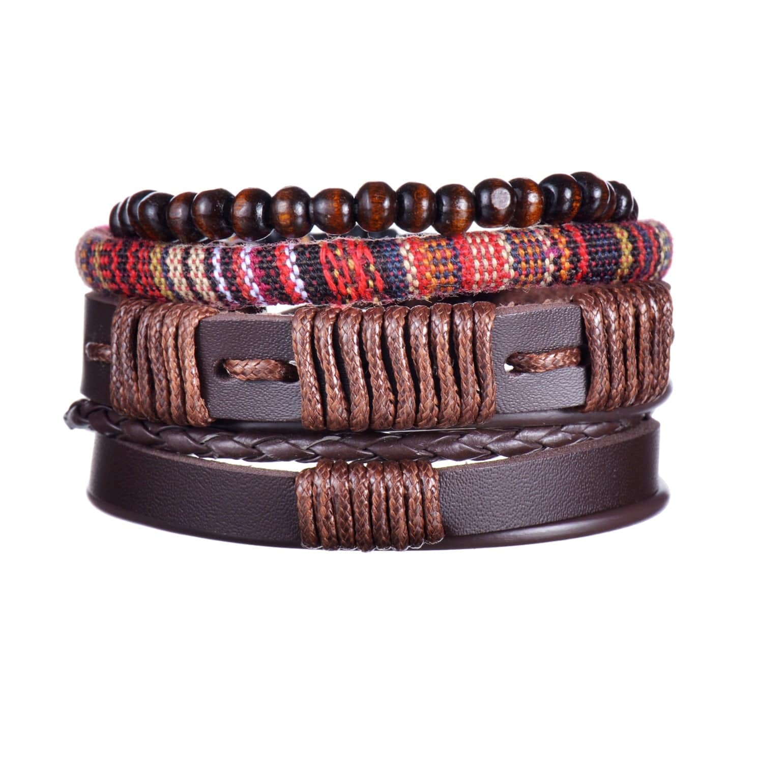 Braided Wrap Leather Bracelet for Men Vintage Life Tree Guitar Wood Beads Fashion Male Bracelets Wristband - TheWellBeing4All