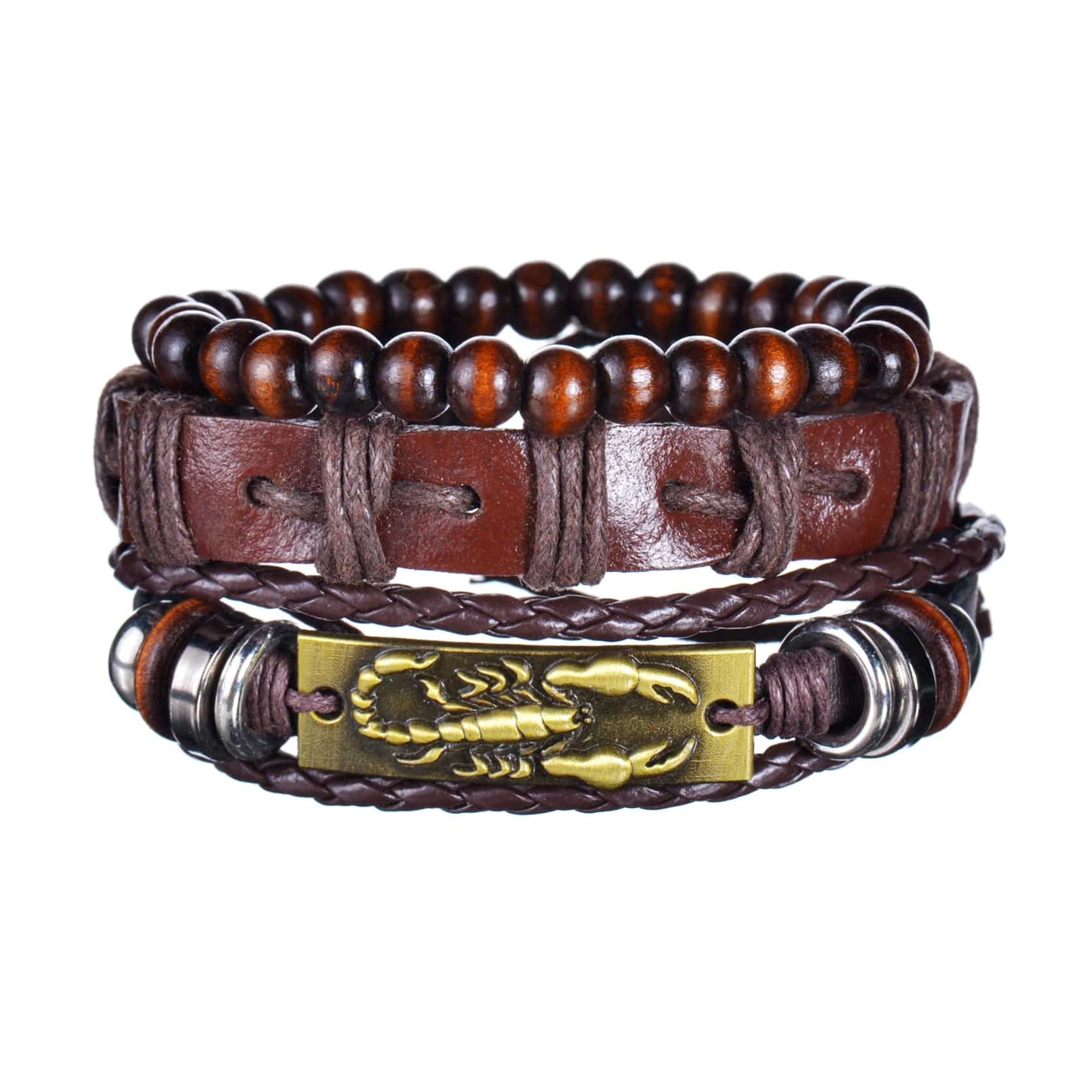 Braided Wrap Leather Bracelet for Men Vintage Life Tree Guitar Wood Beads Fashion Male Bracelets Wristband - TheWellBeing4All