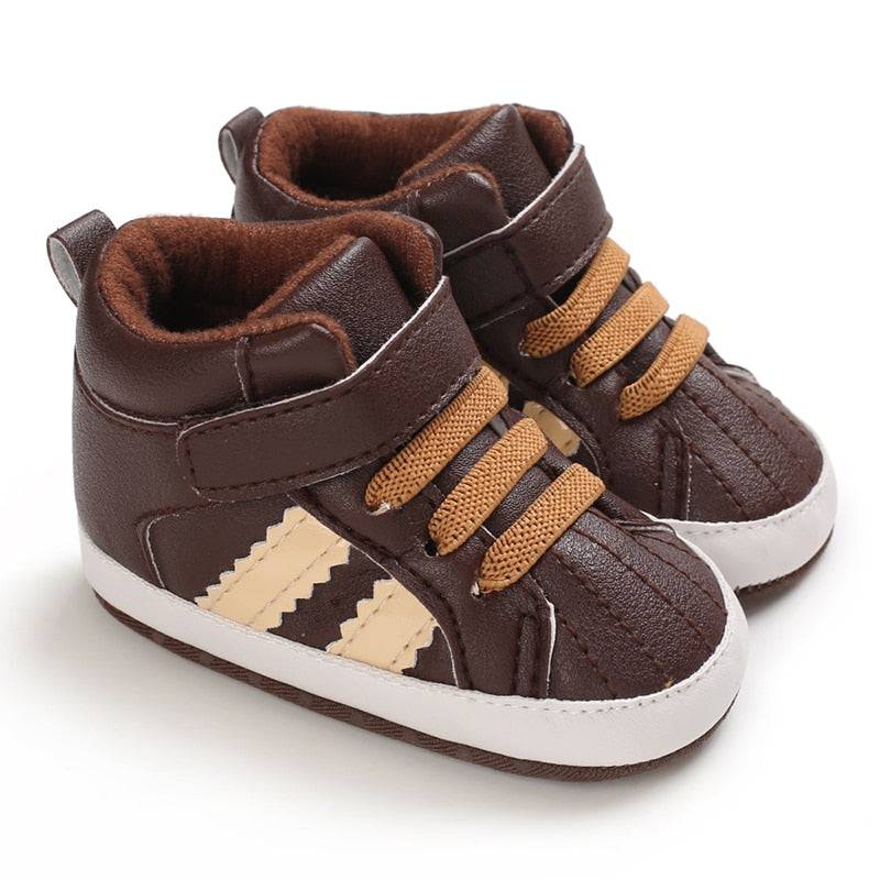 Newborn Baby Shoes Brown Themed Multicolor Boys and Girls Shoes Casual Sneakers Soft Sole Non-Slip Toddler Shoes First Walkers