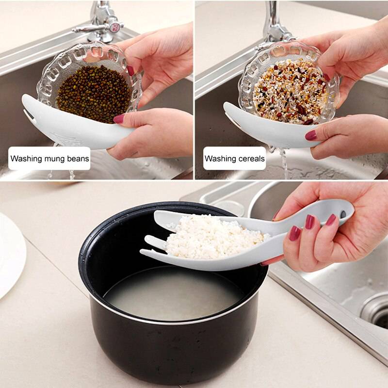 Rice Sieve Spoon Kitchen Drain Colander With Handles Rice Bowl Strainer - TheWellBeing4All