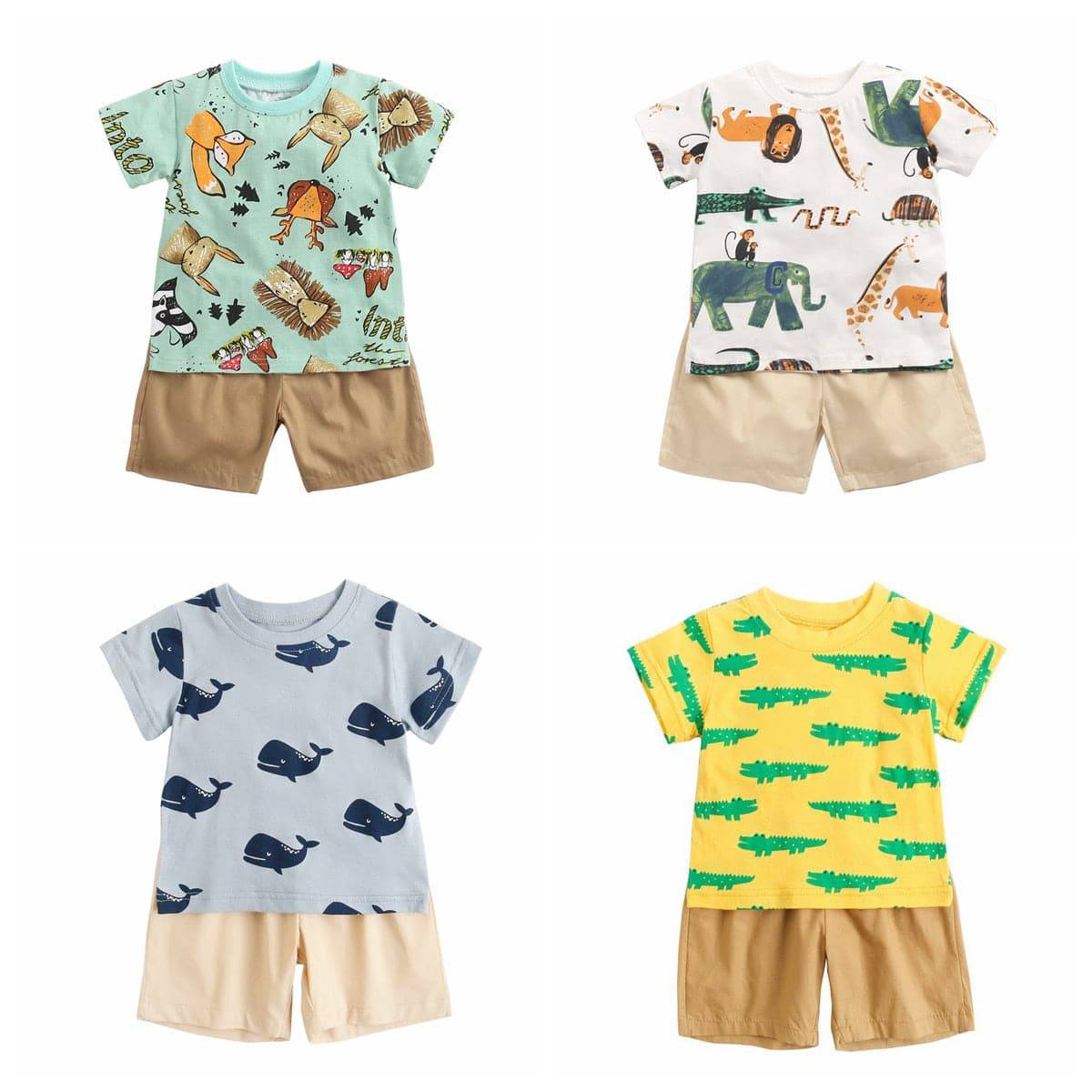 Summer Short Sleeve Cotton Baby Tops + Baby Shorts 2Pcs Casual - TheWellBeing4All