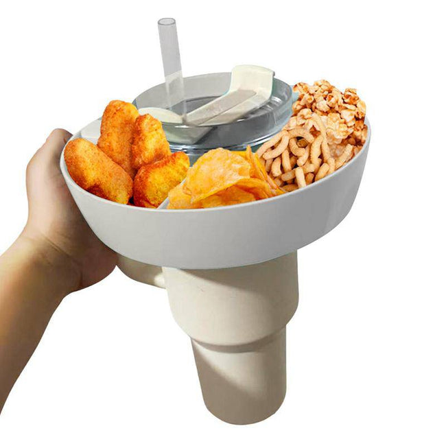 Snacks Holder Multifunctional Triple Top Popcorn Snack Bowl Drink With Straw for Stanley Quencher - TheWellBeing4All