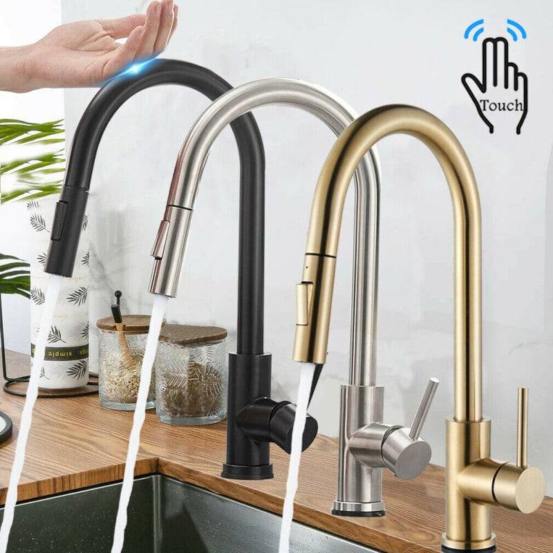 Smart Touch Kitchen Faucets Invisible Pull Out Sprayer Head For Sensor Kitchen Water Tap Sink Mixer Rotate Faucet Water Mixer - TheWellBeing4All