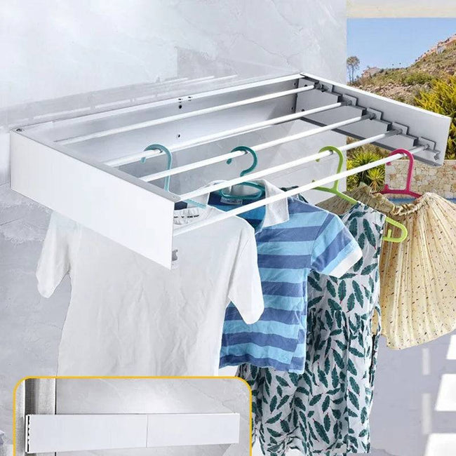 Collapsible Wall Mounted Laundry Drying Rack with 5 Rods - TheWellBeing4All