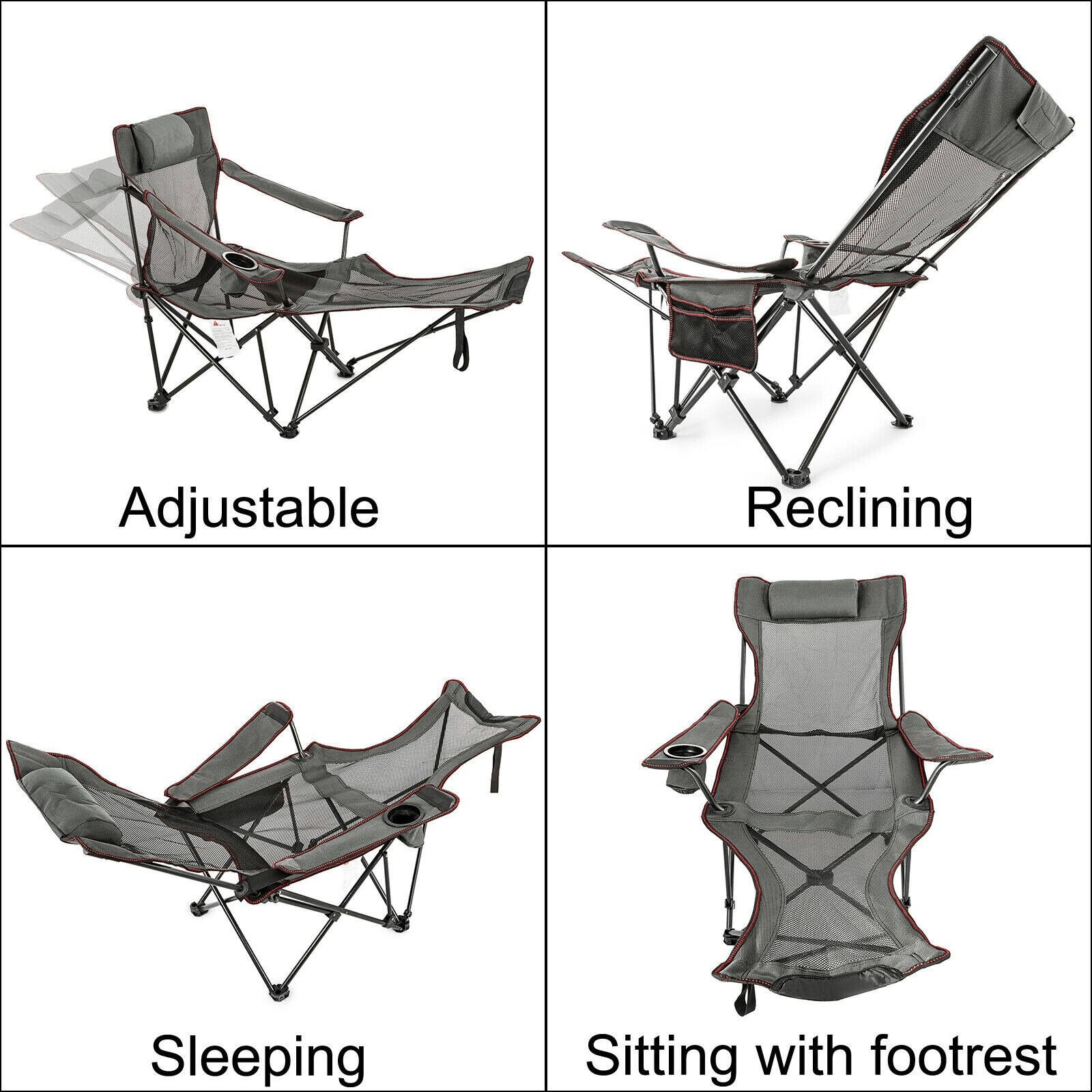 TheWellBeing ™ Outdoor Folding Camp Chair Backrest With Footrest Portable Bed Nap Chair - TheWellBeing4All